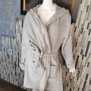 Koolaburra by UGG Hooded Plush Boucle Terrycloth Wrap Robe Tie Belt Sz 2X  0408